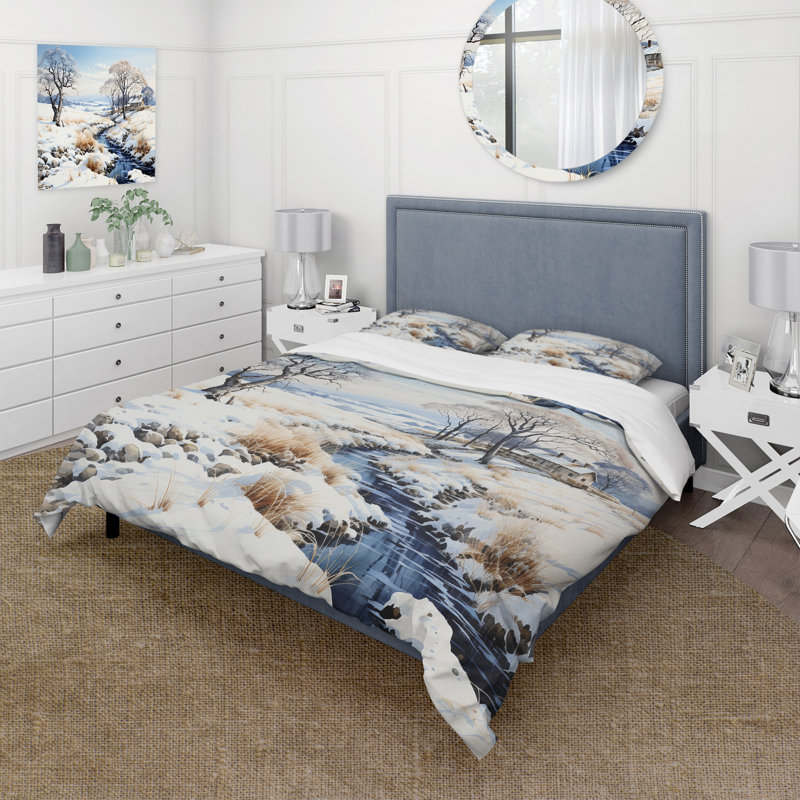 Ensemble de housse de couette en microfibre / polyester Snow River Winters Solitude Bedding