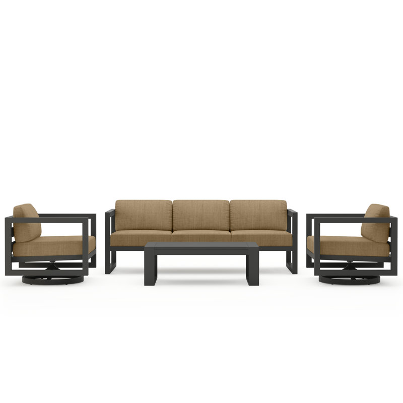 Avion 4 Piece Sofa Set With Swivel, Slate, Spectrum Indigo Sunbrella®