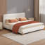 Lit tapissier luxueux avec structure en bois massif, lit plateforme moderne avec pieds et support à 12 lattes-486325332