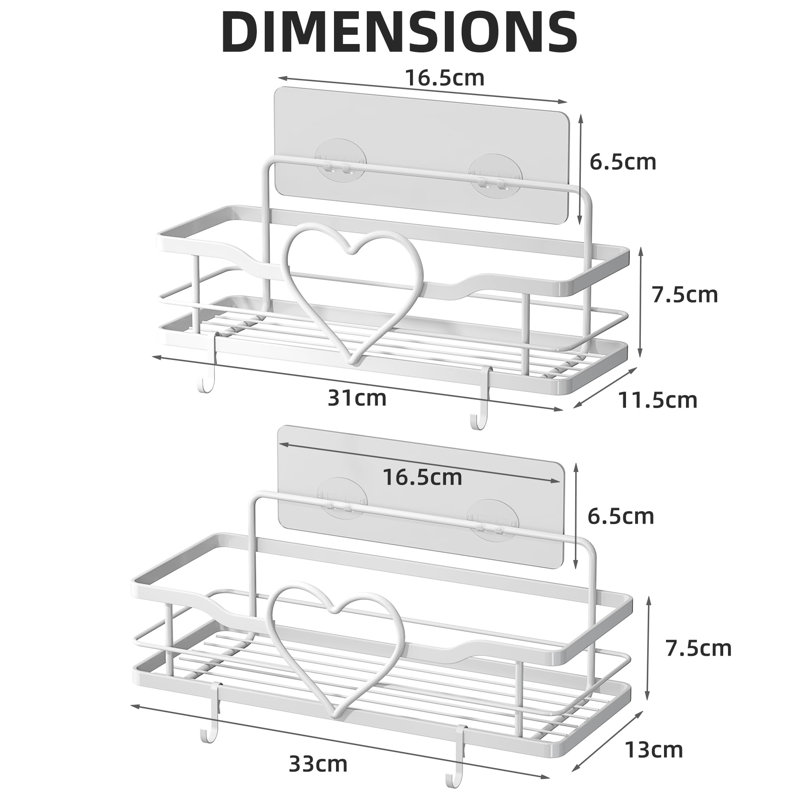 Adhesive Shower Caddy, White