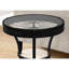 Table d'appoint avec verre trempé transparent: structure en métal noir, style transitionnel pour le rangement du salon Petits espaces: verre, tablette fonctionnelle