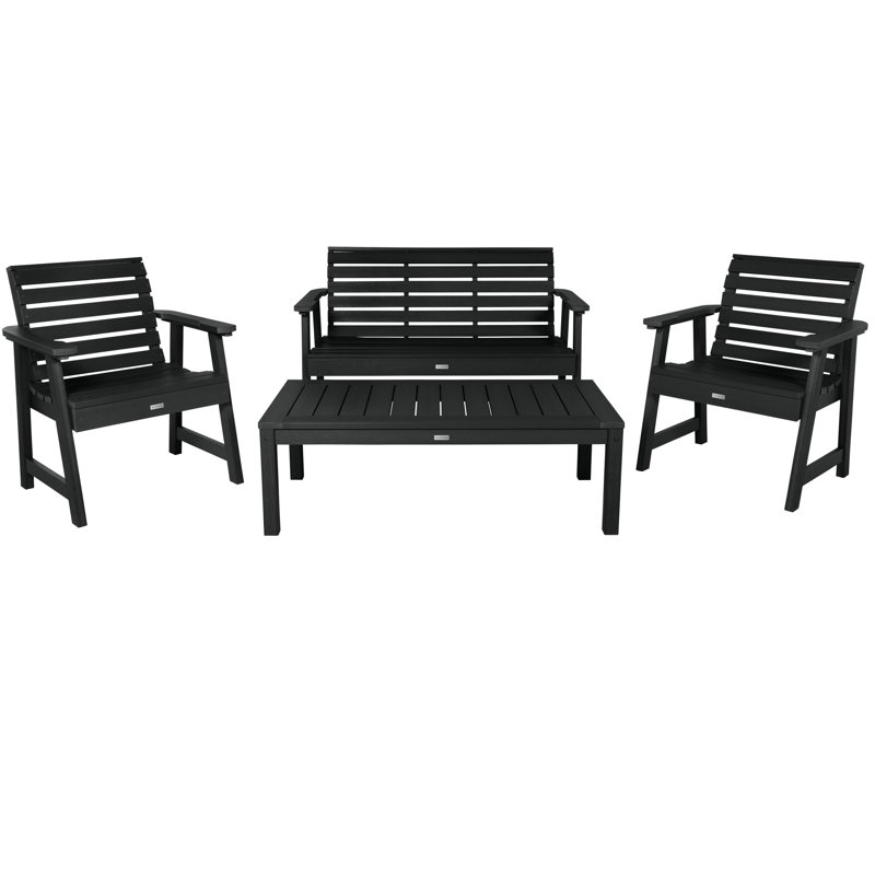 Anette 4 - Person Patio Conversation Set, Black