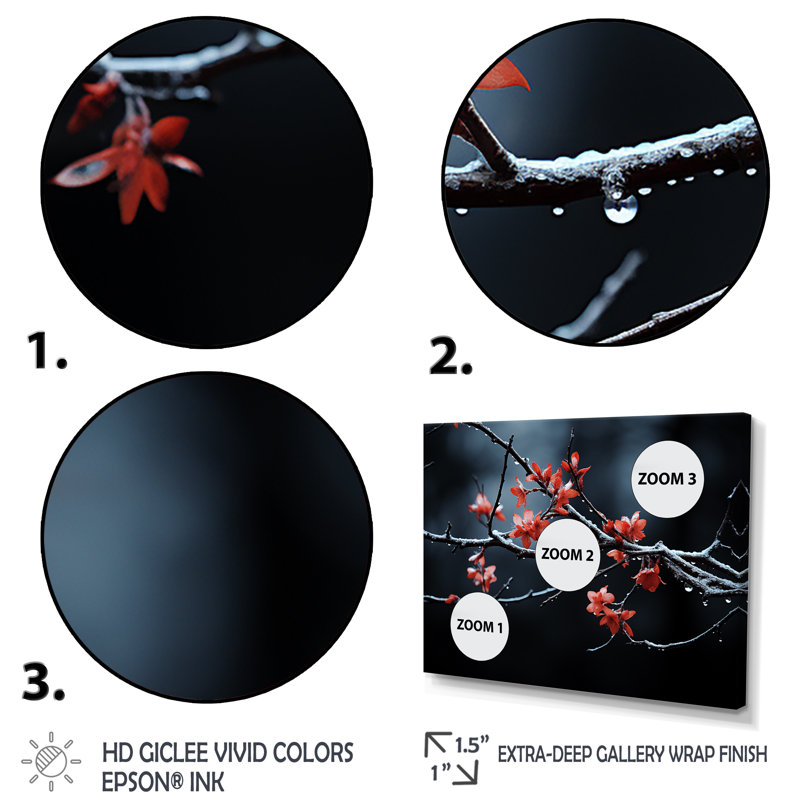«Moonlit Canopy Winter Tree I», art mural paysage d'hiver, Cadre d'angle fermé noir, H 30 po x l 40 po x P 1,5 po