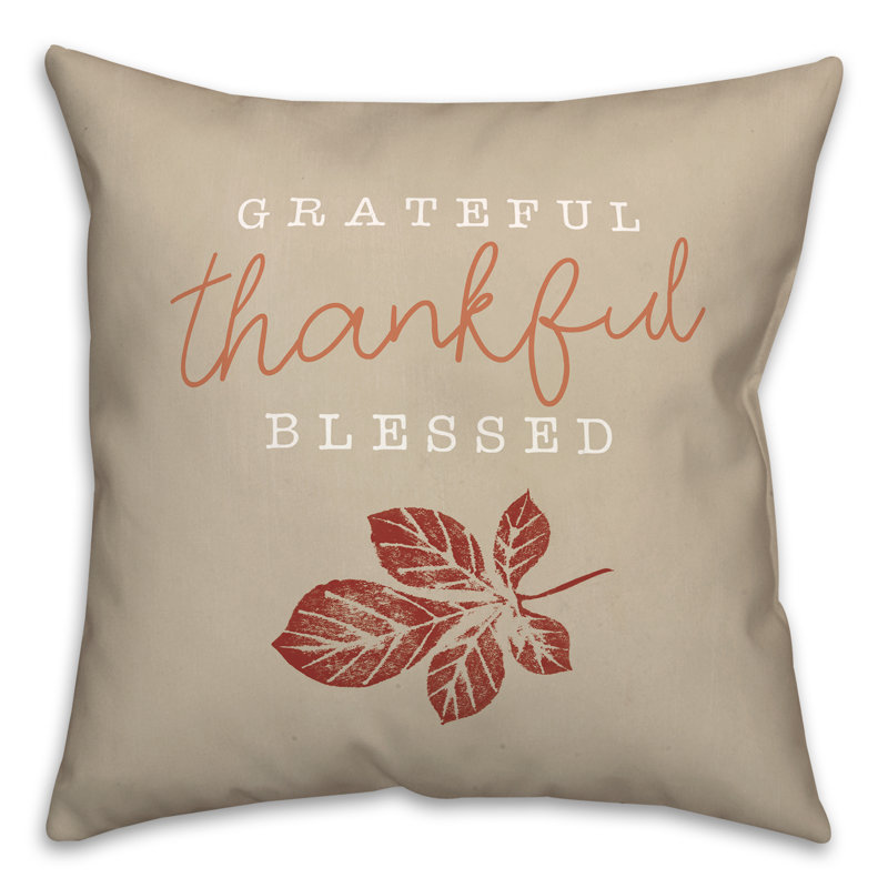  Housse et insert de coussin carré béni Grateful Thankful, H 18 po x l 18 po