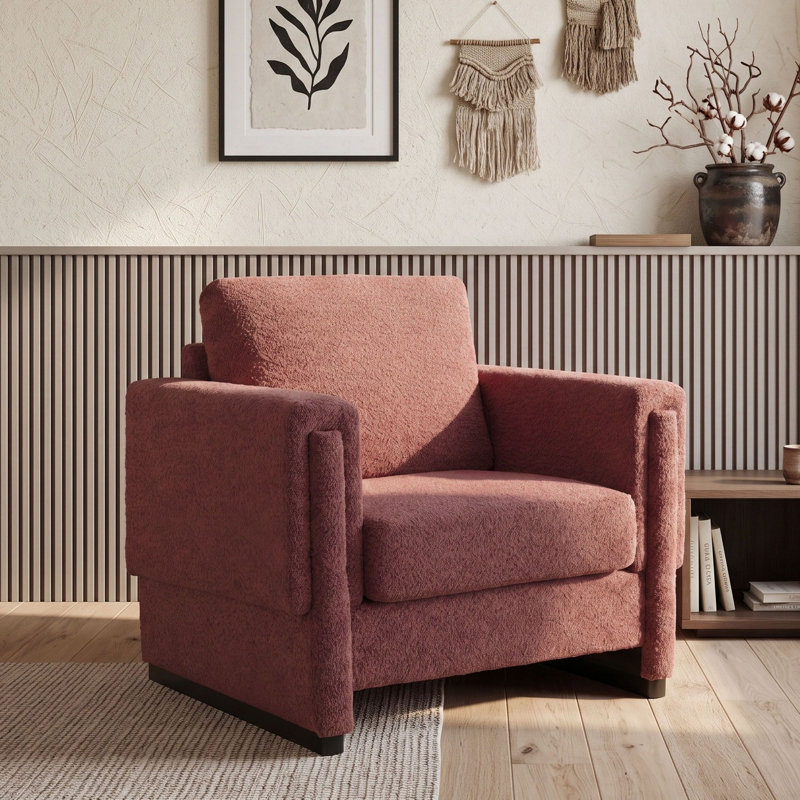 Fauteuil d'appoint rembourré avec accoudoirs Boucle, Rouge