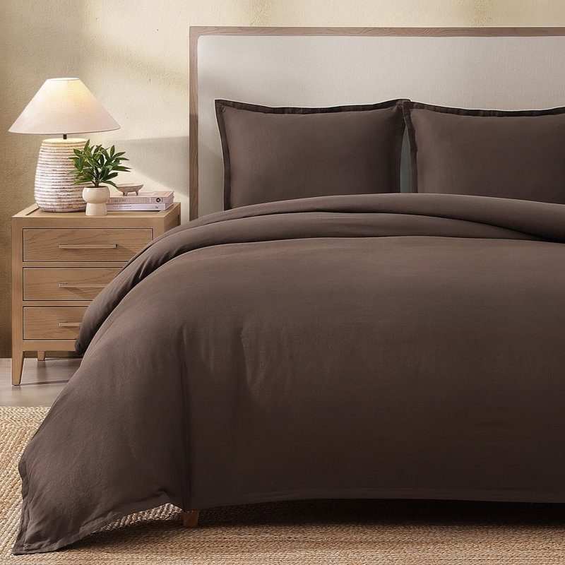 Standard Cotton-European Linen Duvet Cover Set, Moon, Queen Duvet Cover + 2 Standard Shams
