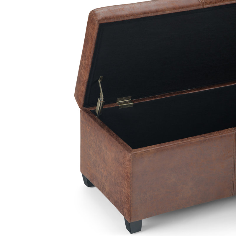 Avalon 48"W Upholstered Contemporary Rectangular Lift-Top Storage Ottoman Bench with High-Density Foam