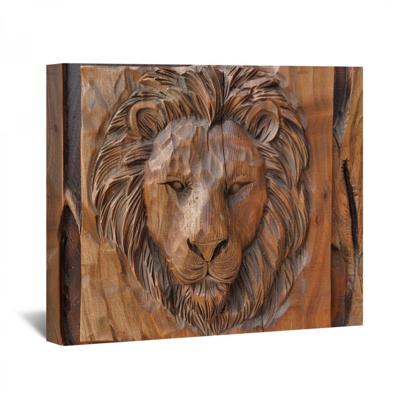 Lion sur toile, H 32 po x l 32 po x P 3 po