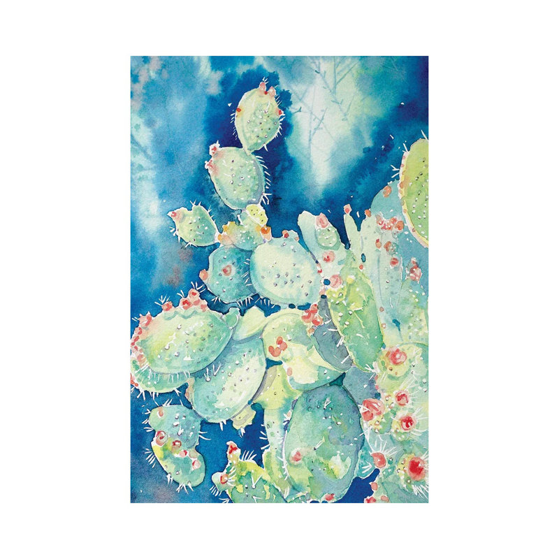 Topanga Prickly Pear Cactus by Luisa Millicent - Wrapped Canvas Painting, 45.72cm H x 30.48cm W