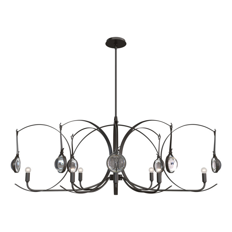 Luminaire suspendu linéaire pour îlot de cuisine à 8 lumières Optic, Argenté, Or doux