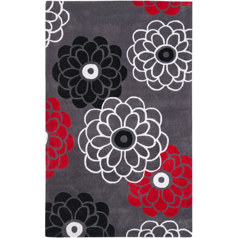 Modern Art Hand Tufted Performance Floral Rug, Rectangle 8' x 10'
