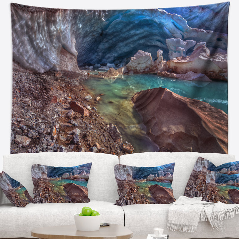 Fixation murale et élégante glacier et tapisserie, H 78 po x l 92 po