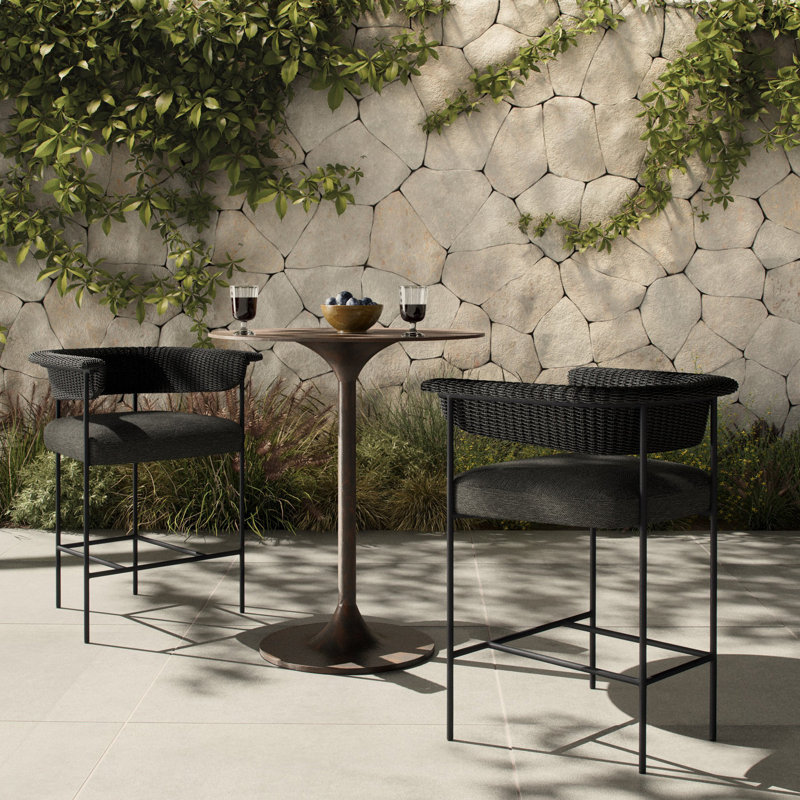 Carrie Outdoor Bar Stool, 26", Black, Black