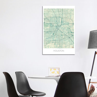 Houston Vintage Urban Blueprint Map by Hubert Roguski - Wrapped Canvas Print