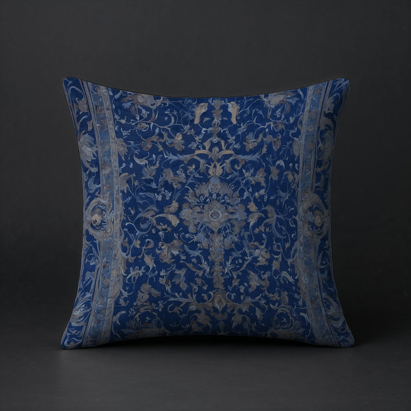 Coussin décoratif intérieur et extérieur Modern, Bleu oriental oriental, Carré 20 po