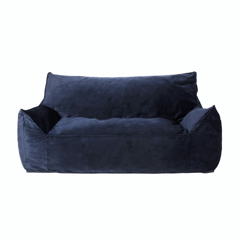 Sadlier Velvet Bean Bag Sofa, Dark Blue, 32" H x 60" W x 40" D