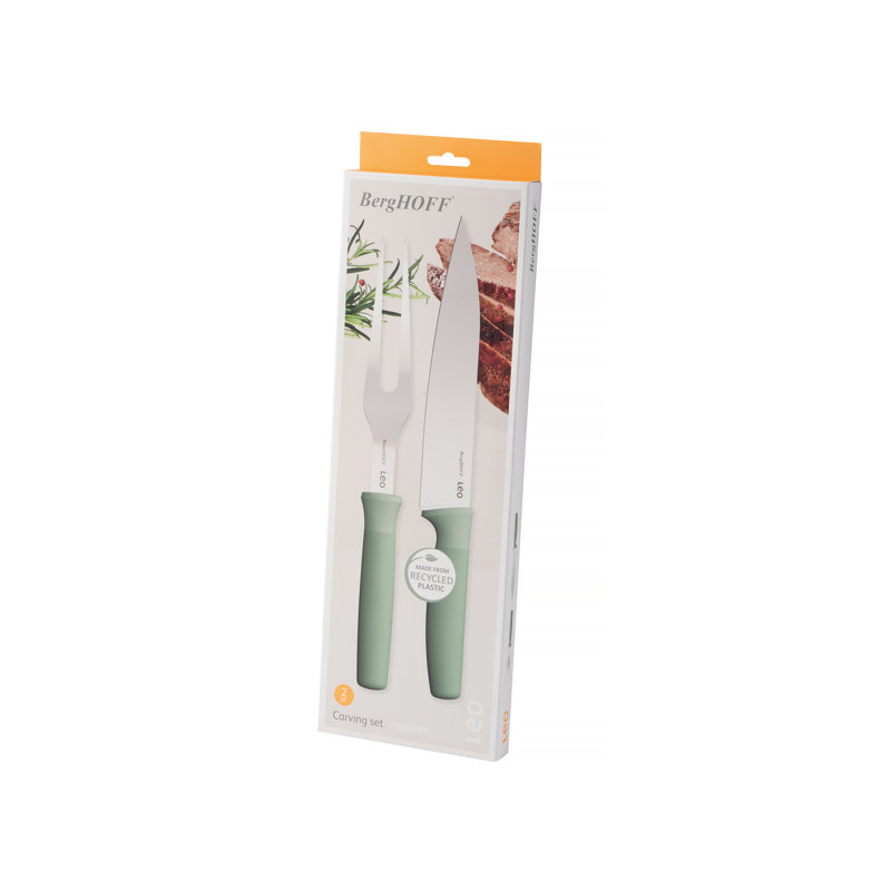 Forest Green Stainless Steel 2-Piece Carving Set with Ergonomic Handles