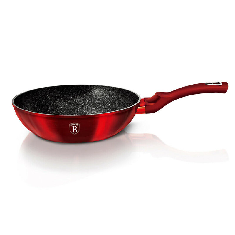 Berlinger Haus Non-Stick Aluminium Wok, Red, 7.4cm H x 28cm W