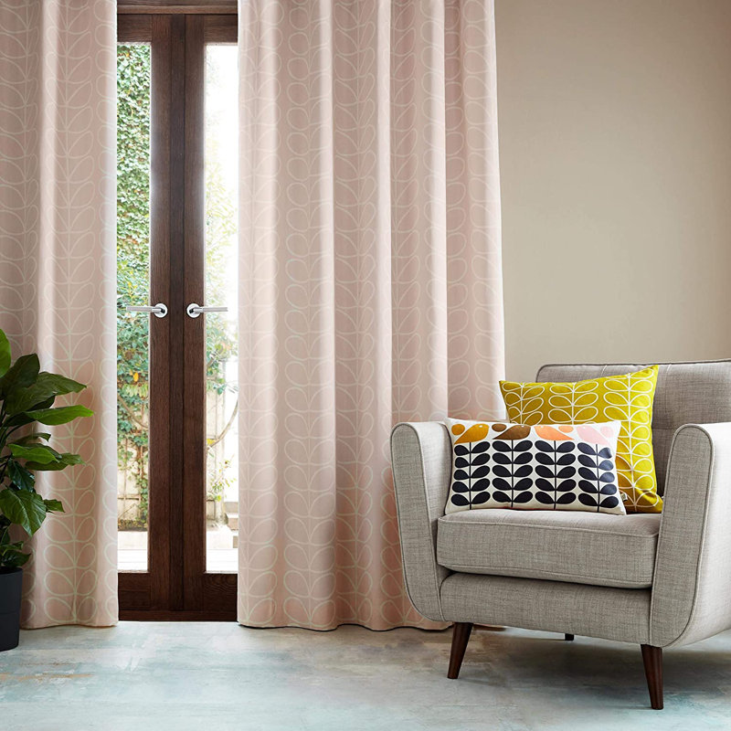 Orla Kiely Linear Stem Curtains, Width 168 x Drop 183 cm, Cloud Pink
