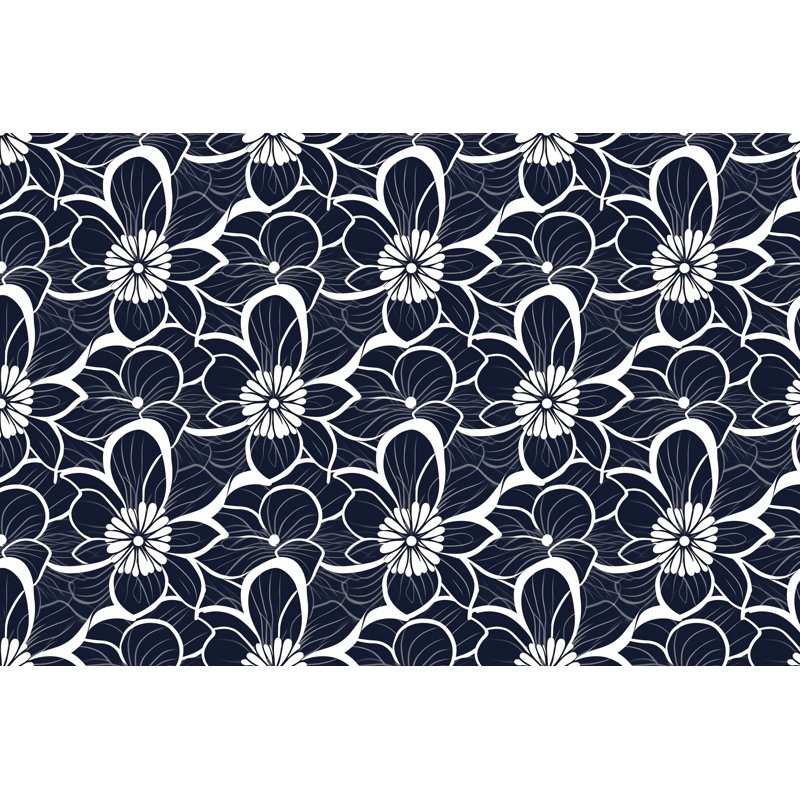 Machine Printed Comforter, Queen Comforter, Navy/White Floral