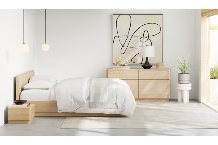 modern bedroom with white and beige color scheme