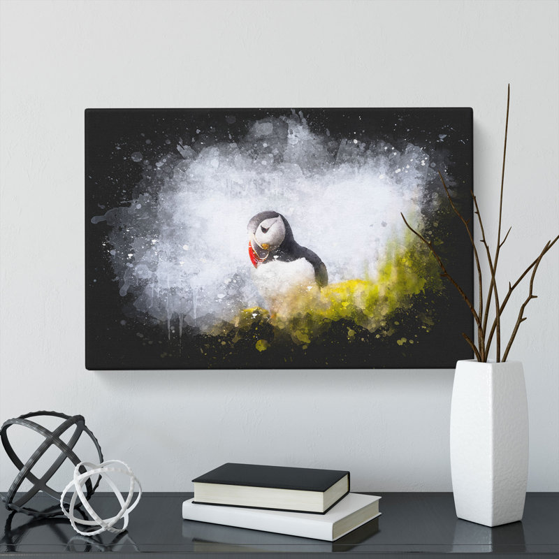 Lone Atlantic Puffin - Wrapped Canvas, 35cm H x 50cm W x 3cm D
