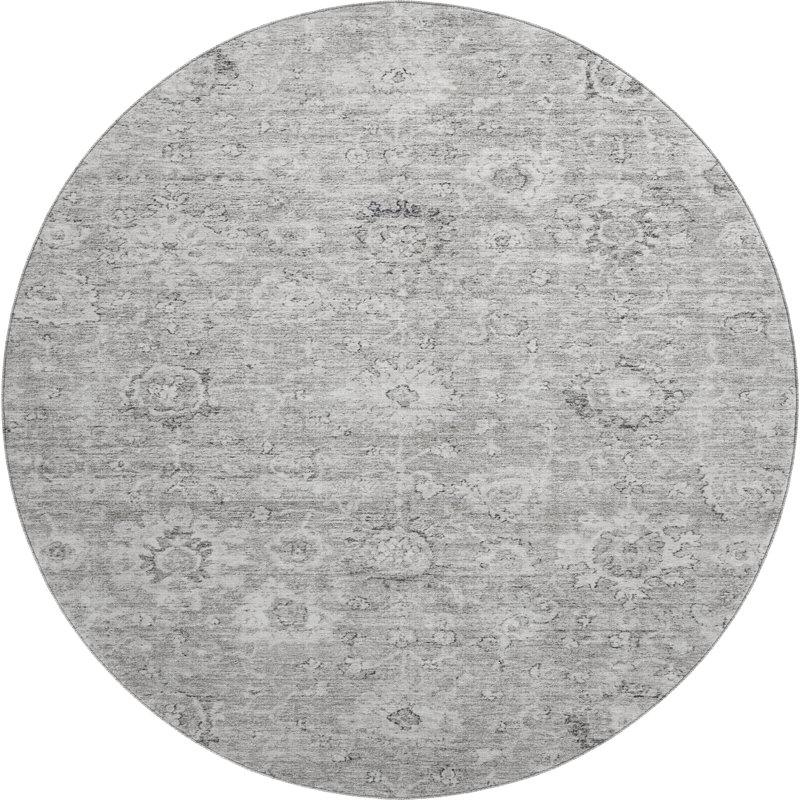 Premium Machine Washable Wayne AMF1089 Damask Rug, Round 8'