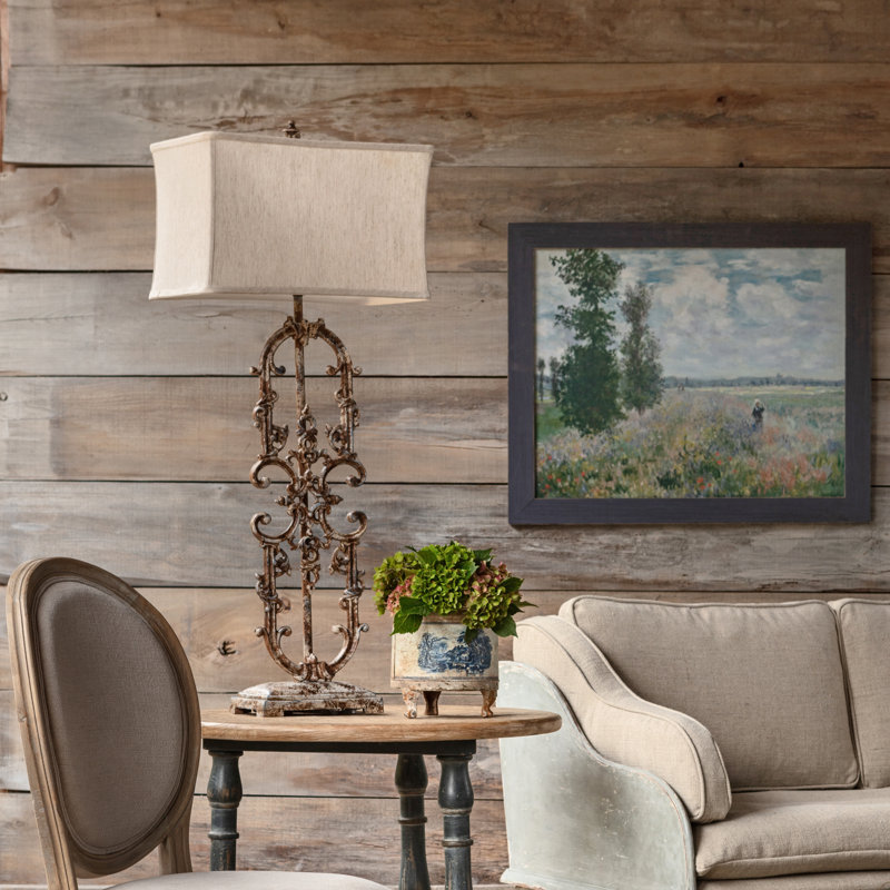 42.5" Resin Table Lamp With Oat Shade