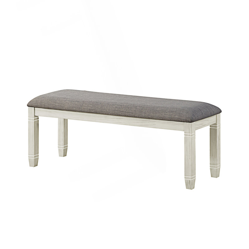 Banc rembourré, banc de cuisine, Blanc antique/gris