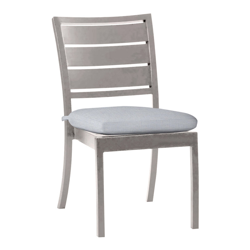 Chaise d'appoint d'extérieur en aluminium forgé Charleston, Huître, Pas de soudure, Lin chambray