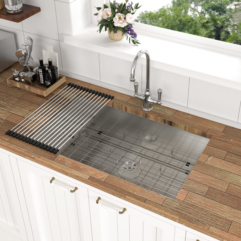 33"X19"X9" Stainless Steel Basin - Undermount With Hygienic Design And Easy Maintenance Soundproofing Features