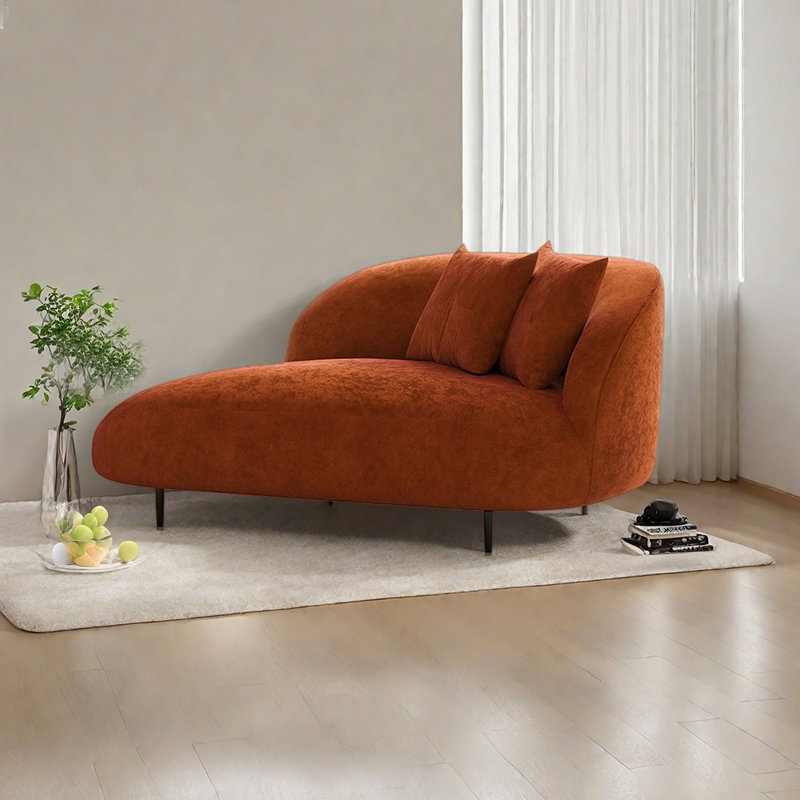 Fauteuil inclinable givré confortable au design épuré, Orienté à droite, Rouge brique