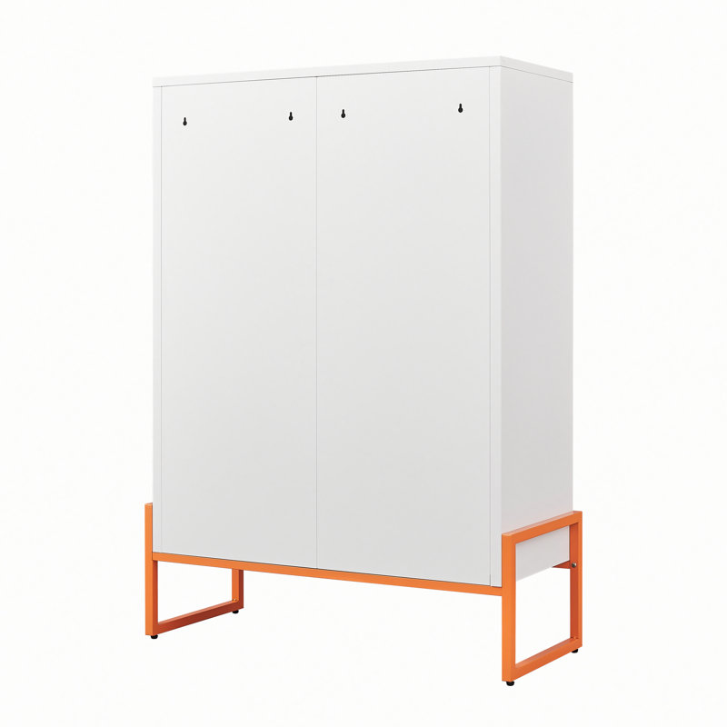 Armoire de rangement pour chaussures autoportante avec portes réglables en filet, Blanc