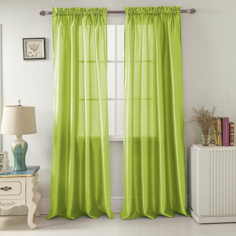 Panneau de rideau de fenêtre semi-transparent Alexzavier, Vert néon, l 54 po x L 90 po