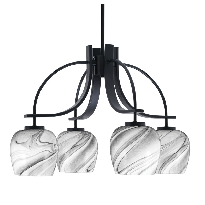 Lustre encastré avec lumière onyx Cavella, H 15,5 po x l 25,25 po x P 25,25 po, Noir mat, 4