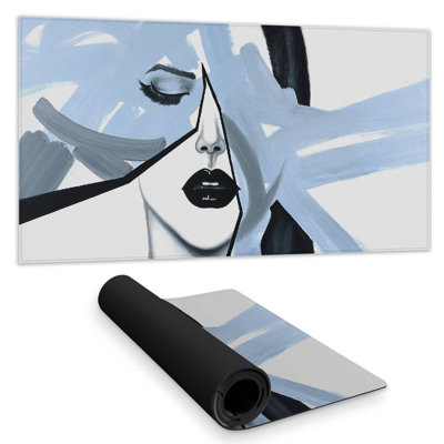 Abstract blue woman portrait - 15.75"x31.50" Desk mat