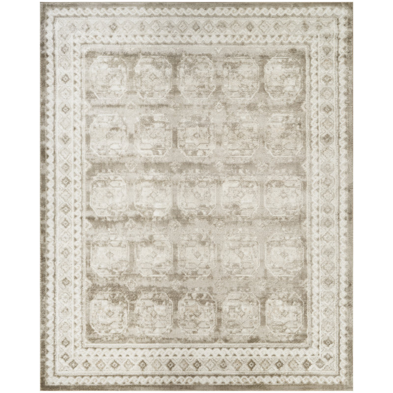 Leuchte 7'10" x 9'10" Ivory Taupe Vintage Indoor Rug, Rectangle 7'10" x 9'10"