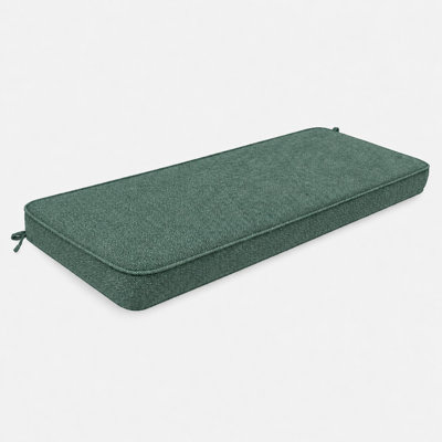 Coussin de banc d'extérieur personnalisé de 3 pouces d'épaisseur avec housse en lin synthétique, mousse haute résilience 75D, dessous antidérapant et passepoil simple
