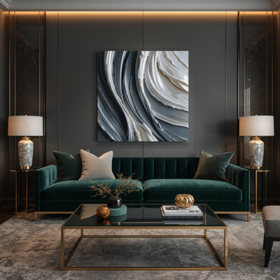 Art mural sur toile diagonale à rayures noires ardoise