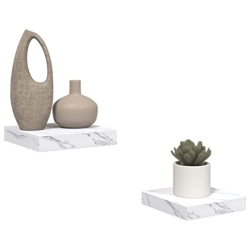 Floating Shelf, White Marble, 4cm H x 23cm W x 23.5cm D