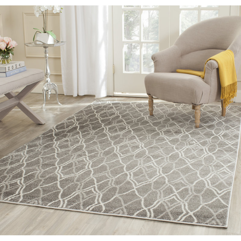 Ammundsen Geometric Gray Area Rug, Rectangle 9' x 12'