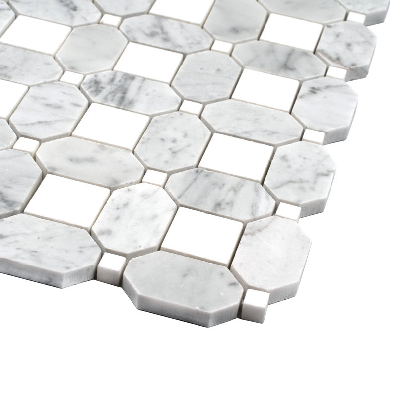 Carreau de mosaïque 12,2 po x 12,2 po pour mur et plancher, Blanc