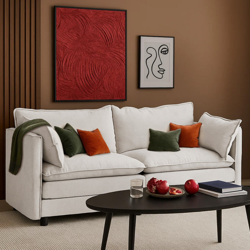 72,4 po. Canapé modulaire moderne confortable pour le salon, Beige
