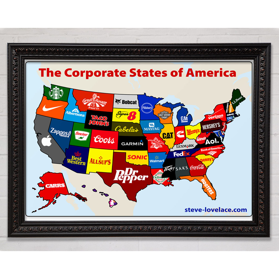 Gerahmtes Wandbild United Corporations Of America Karte