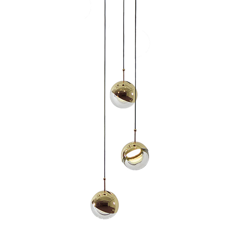 Luminaire suspendu sphère 3 lumières Krantz, Laiton