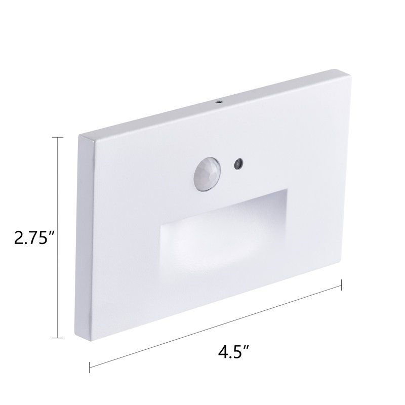 Hardwired White Motion Sensing Led Stair Light With Motion And Photocell Sensor 2 Pack