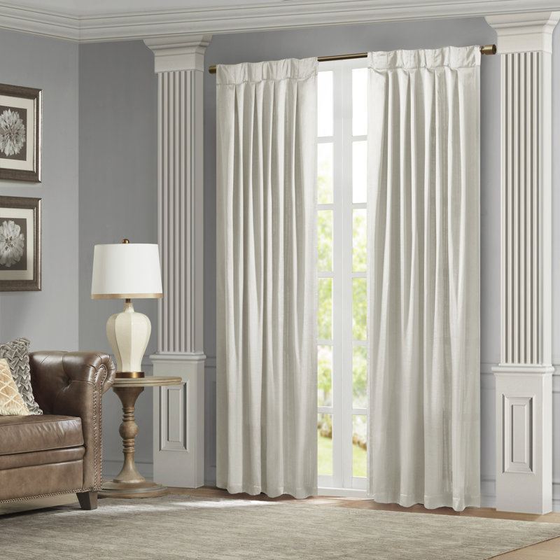 Avignon Croscill Classics Single Curtain Panel with Tieback, White, 26" W x 96" L