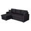 Canapé-lit modulaire réversible en tissu de lin noir 82 po avec méridienne de rangement