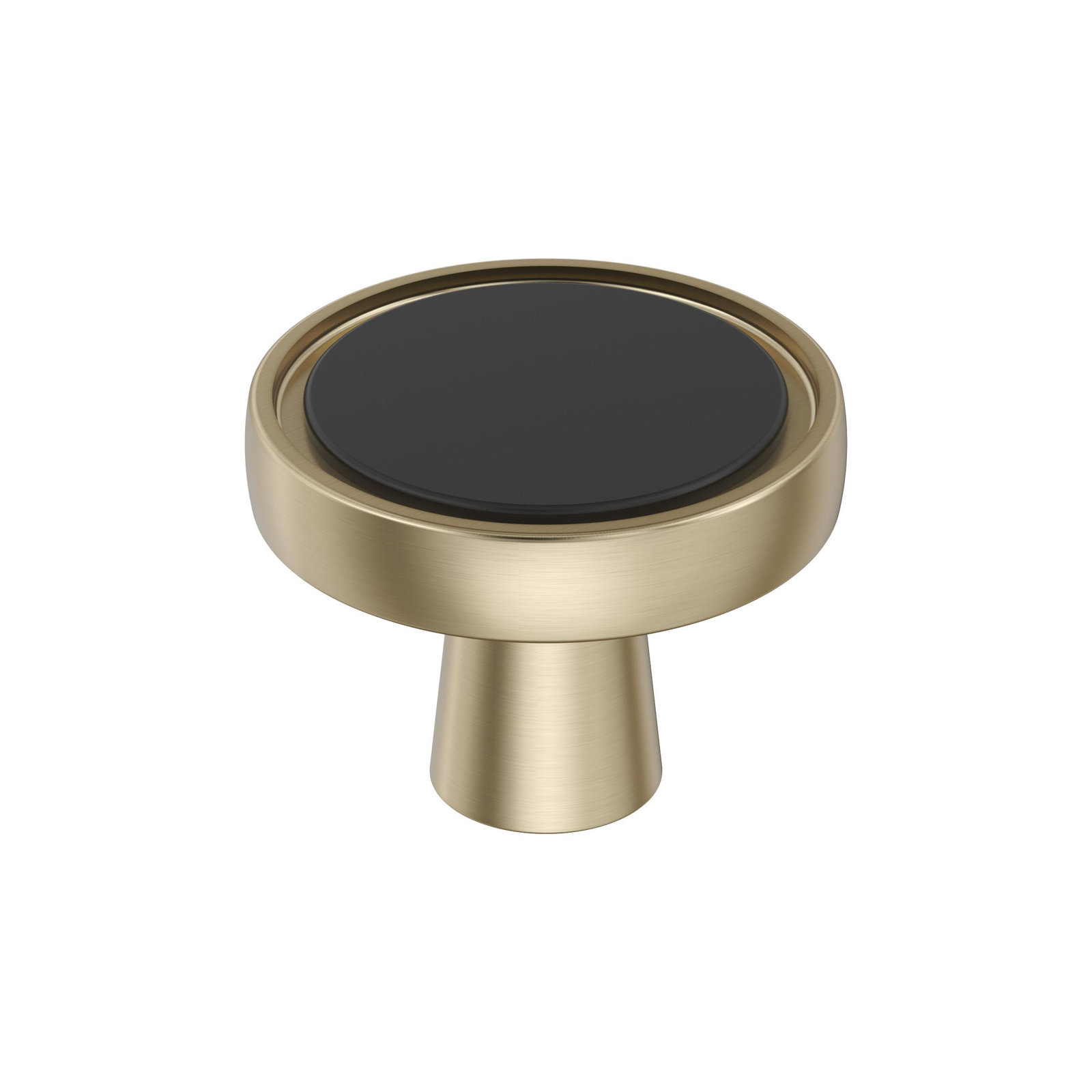 Mergence 1 3/8" Diameter Round Knob, Matte Black/Golden Champagne