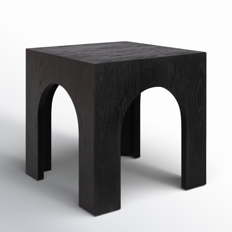 Metinaro Solid Wood End Table, Black/Black Oak